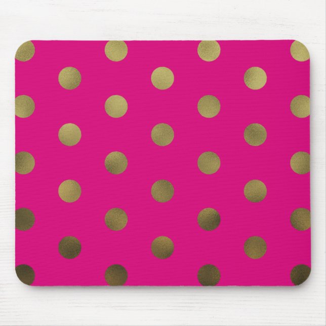 Neon Glam Faux Gold Polka Dots Modern Mousepad (Front)