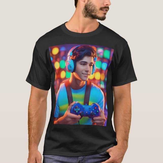 Neon Glare Contrôleur de jeu Design T-Shirt (Devant)