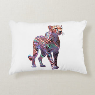 Neon Glass Cheetah Art – Colourful Energy Speed An Accent Pillow
