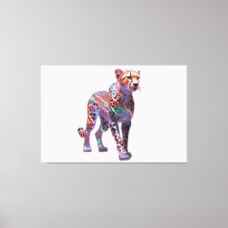 Neon Glass Cheetah Art – Colourful Energy Speed An Canvas Print