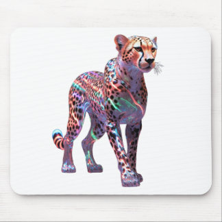 Neon Glass Cheetah Art – Colourful Energy Speed An Mouse Pad