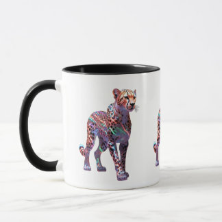 Neon Glass Cheetah Art – Colourful Energy Speed An Mug
