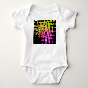 Neon Glitch Abstract Art Poster Print Baby Bodysuit