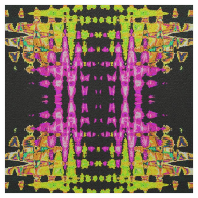 Neon Glitch Abstract Art Poster Print Fabric (Swatch)