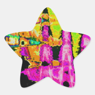 Neon Glitch Abstract Art Poster Print Star Sticker