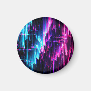 Neon Glitch Data Stream Abstract Magnet