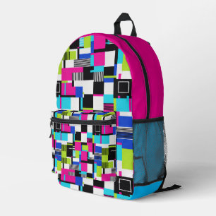 Neon Glitch Geometric Aesthetic Backpack