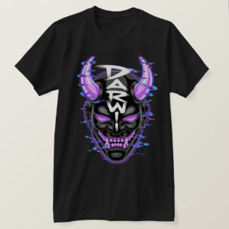 "Neon Glitch Oni Mask - DARW" T-Shirt