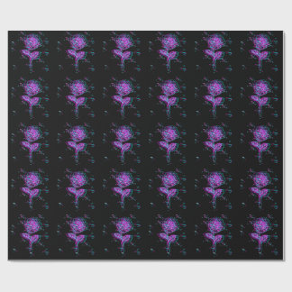 Neon Glitch Rose Design Wrapping Paper