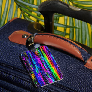 Neon Glitch Static Luggage Tag