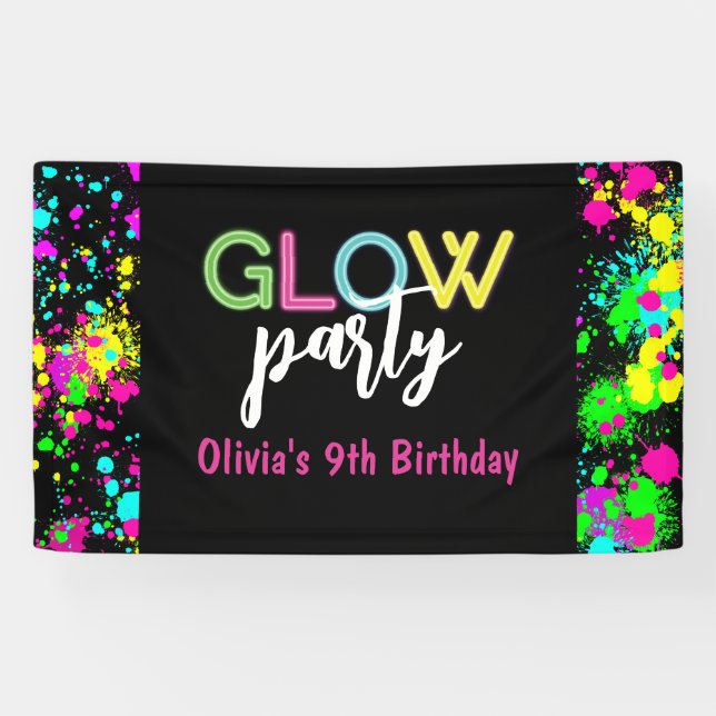 Neon Glow birthday party Banner (Horizontal)