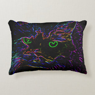 Neon Glow Cat Accent Pillow