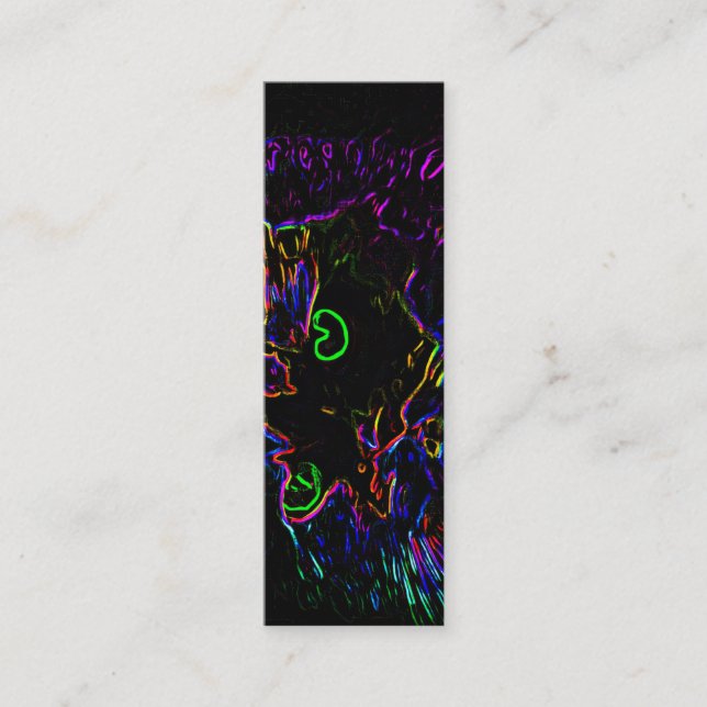 Neon Glow Cat Bookmark  Mini Business Card (Front)