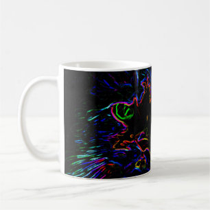 Neon Glow Cat Coffee Mug