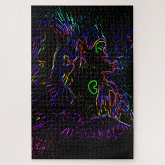 Neon Glow Cat Jigsaw Puzzle