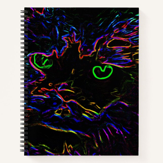 Neon Glow Cat Notebook (Front)
