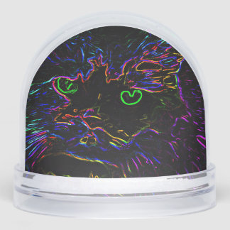 Neon Glow Cat Snowglobe