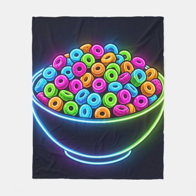 Neon Glow Cereal Bowl Fleece Blanket (Front)