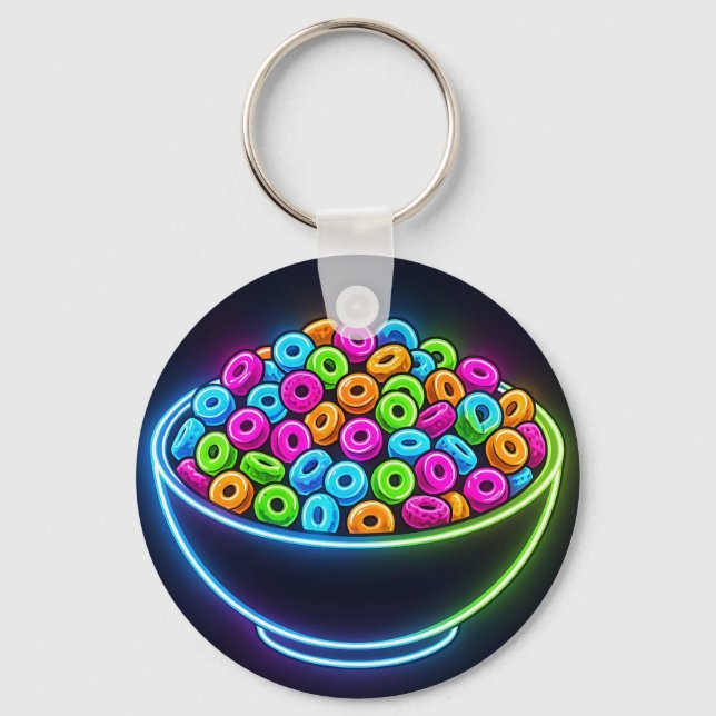 Neon Glow Cereal Bowl Keychain (Front)