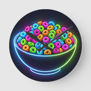 Neon Glow Cereal Bowl Round Clock