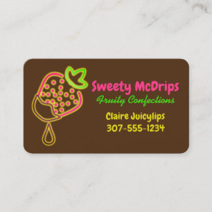 neon glow chocolate covered strawberry fruit business card