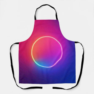 Neon Glow Circle Abstract Art Apron