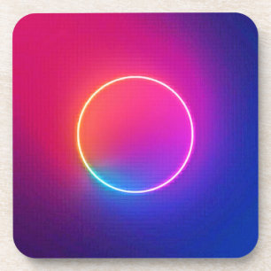Neon Glow Circle Abstract Art Coaster