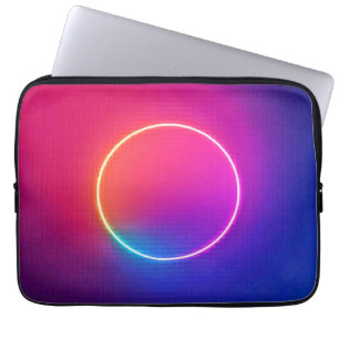 Neon Glow Circle Abstract Art Laptop Sleeve