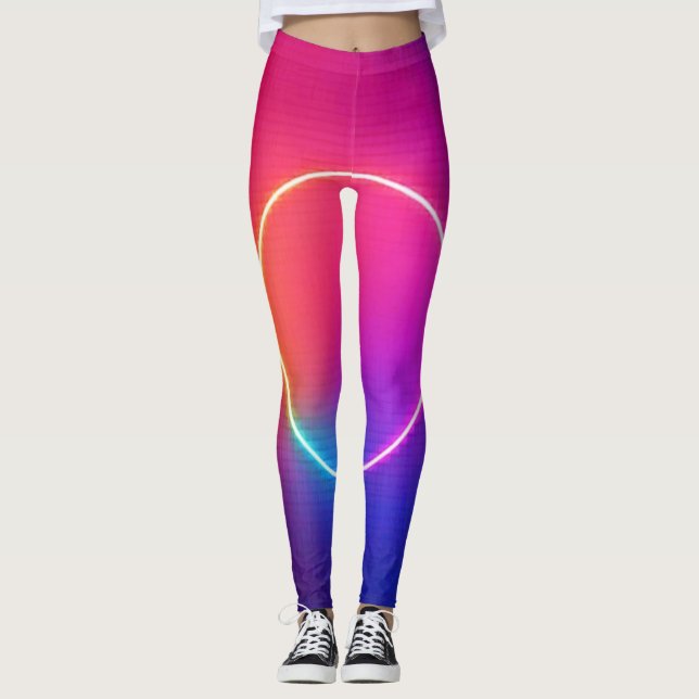 Neon Glow Circle Abstract Art Leggings (Front)