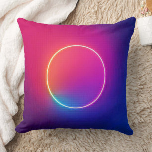 Neon Glow Circle Abstract Art Throw Pillow