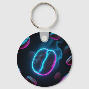 Neon Glow Coffee Bean Energy Keychain