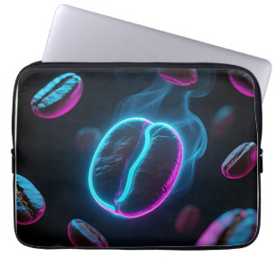 Neon Glow Coffee Bean Energy Laptop Sleeve