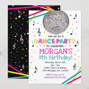 Neon Glow Dance Party Invitation