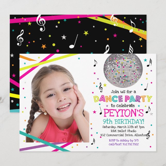 Neon Glow Dance Party - Invitation photo (Devant / Derrière)