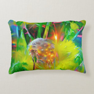 Neon Glow Dandelions in Dream Garden Accent Pillow