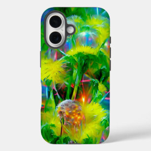 Neon Glow Dandelions in Dream Garden iPhone 16 Case