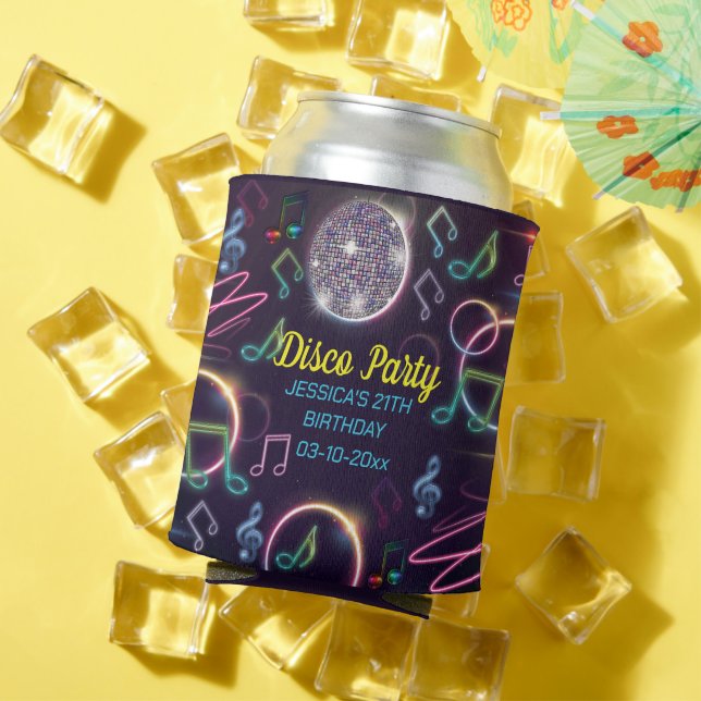 Neon Glow Disco Dance Birthday Party Can Cooler (In Situ Summer)