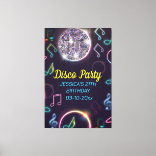 Neon Glow Disco Dance Birthday Party Canvas Print