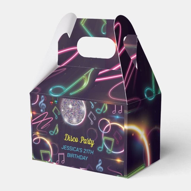 Neon Glow Disco Dance Birthday Party Favor Box (Front Side)