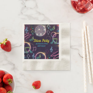 Neon Glow Disco Dance Birthday Party Napkin