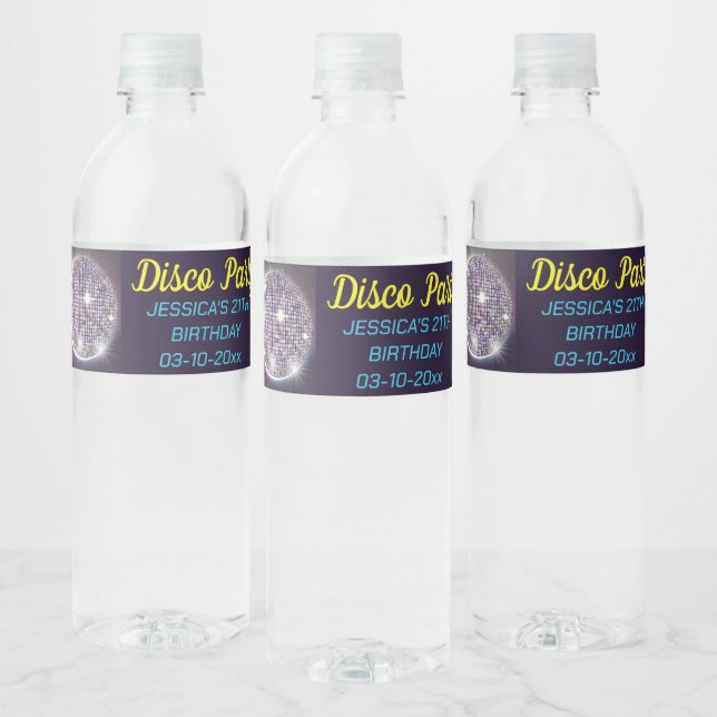 Neon Glow Disco Dance Birthday Party Water Bottle Label (Bottles)