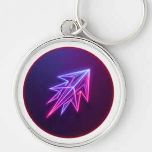 Neon Glow Futuristic Rocket Icon Keychain