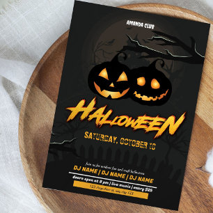 Neon Glow Halloween Party Club Invitation