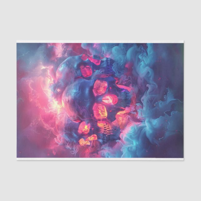 Neon Glow in Dark Skull Decoupage Tissue Paper (Front)