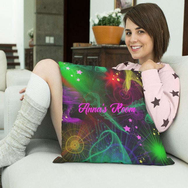 Neon Glow in the Dark Colorful Throw Pillow (Creator Uploaded)