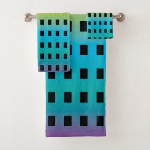 Neon glow in the dark colourful fluorescent 2 bath towel set