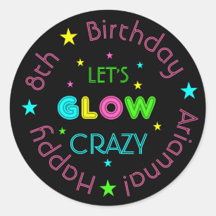 Neon Glow in the Dark Kids Birthday Sticker