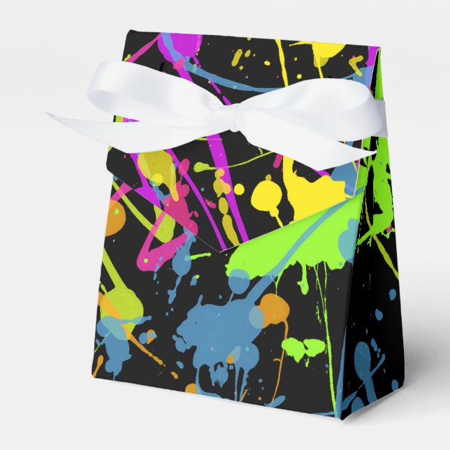 Neon Glow in the Dark Paint Birthday Party Favor Box (Front Side)