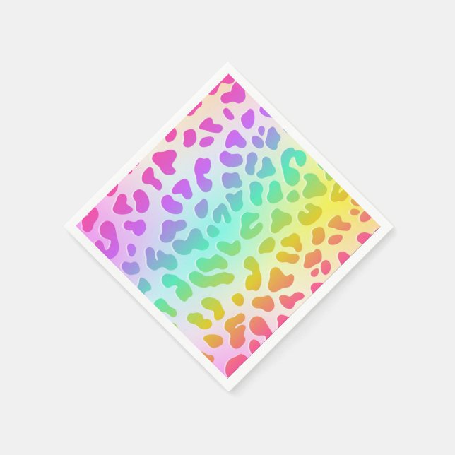 Neon Glow in the Dark, Rainbow Cheetah print Napkin (Corner)