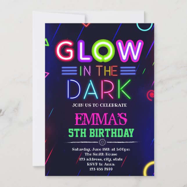Neon glow invitation (Front)